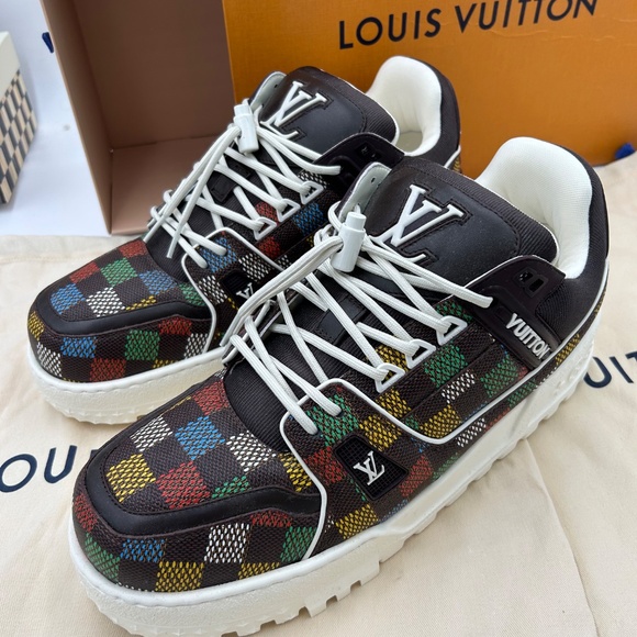 Men’s Louis Vuitton, LV trainer sneakers, Damier pattern Virgil Abloh size 10 - Picture 6 of 13